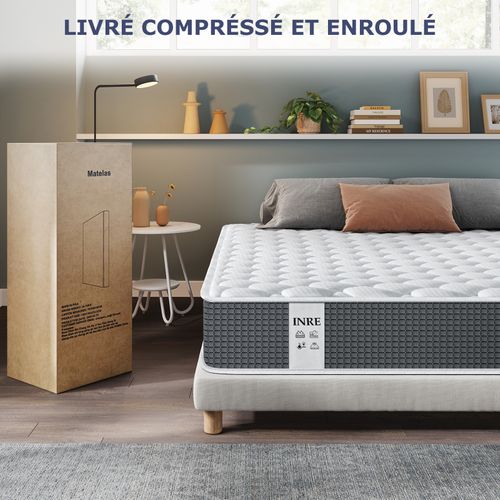 Matelas Mousse 140x190 cm INRE Epaisseur 25 cm Accueil Mémoire de forme