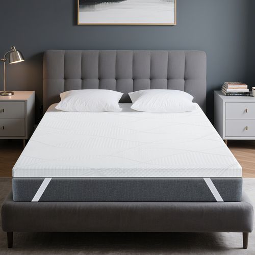 Surmatelas 140x190 - 6cm Mousse Haute Résilience, Housse Démontable pour Sommeil Réparateur