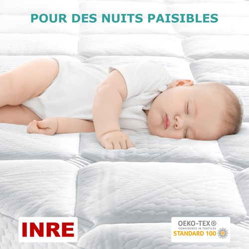 Surmatelas 140x200 Cm - Inre, Confort Optimal - Moelleux, Anti-acarien, Respirant - Lavable