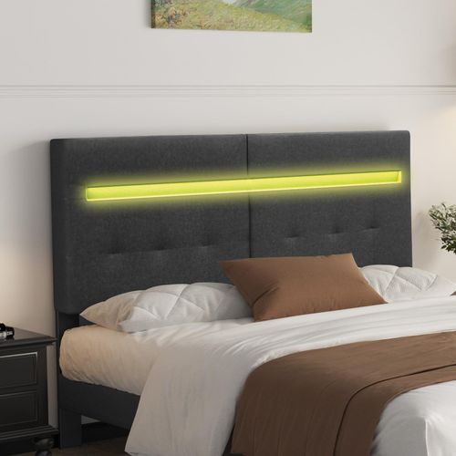 Lit Double 160x200 Cm Inre Avec Tête De Lit En Tissu Et Lampe LEDs - Sommier à Lattes