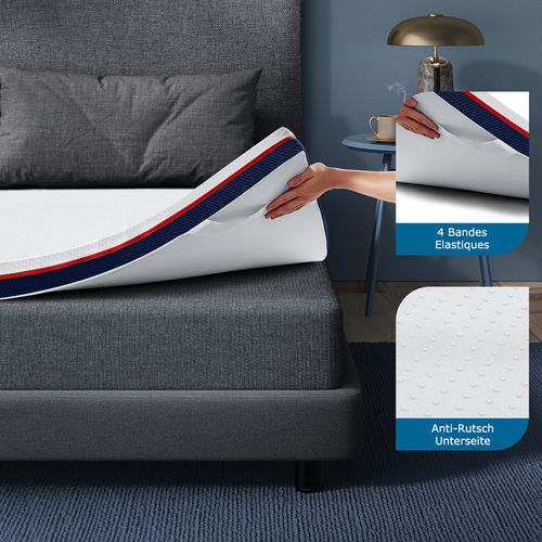 Surmatelas 160x200 cm, epaisseur 11cm, haute densité, avec housse hypoallergénique lavable