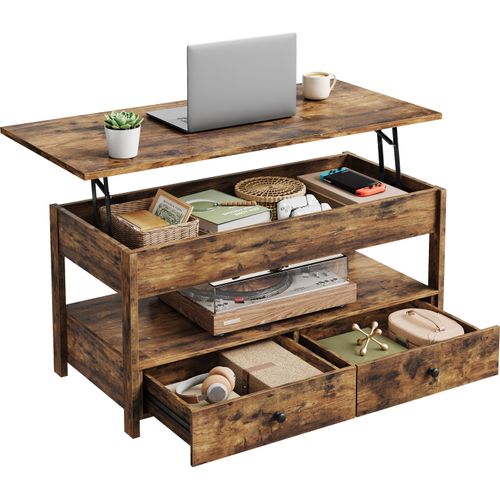 Table Basse - Table De Salon - Hauteur Réglable, Surface En Bois, Panneau Aggloméré ,106x49x48cm