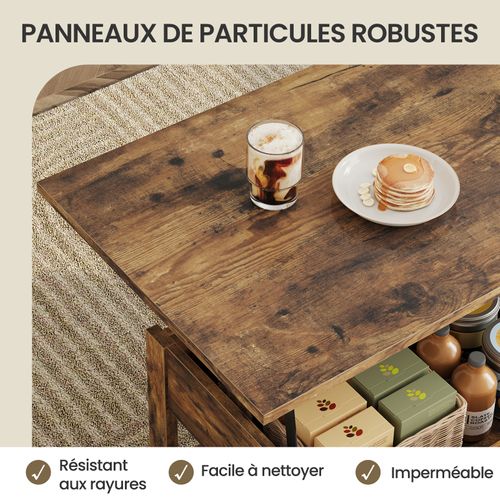 Table Basse - Table De Salon - Hauteur Réglable, Surface En Bois, Panneau Aggloméré ,106x49x48cm