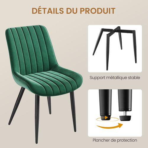 Chaise - Lot De 2 Chaises Salle à Manger, Pieds Métal, Assise Rembourrée,50x62x85 Cm