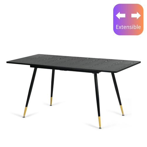 Table De Salle à Manger Rectangulaire Scandinave Noir Chic Extensible 120-160x80x75cm
