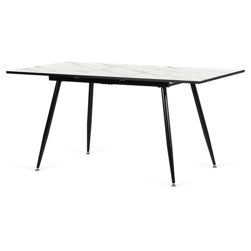 Table De Salle à Manger Extensible Blanche Effet Marbre 120-160x80x75cm
