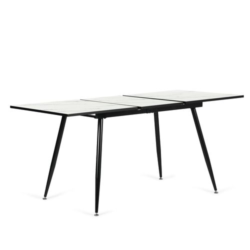 Table De Salle à Manger Extensible Blanche Effet Marbre 120-160x80x75cm