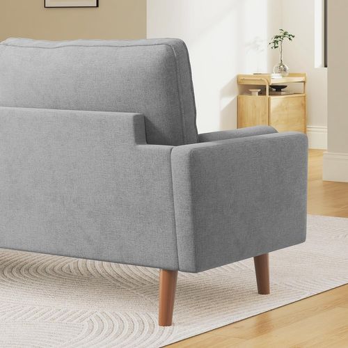 Canapé 3 Places Tissu En Lin Respirant,pieds Bois Massif,173x77x84cm,gris