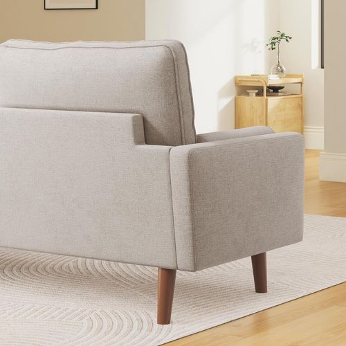 Canapé 3 Places Tissu En Lin Respirant,pieds Bois Massif,173x77x84cm,beige