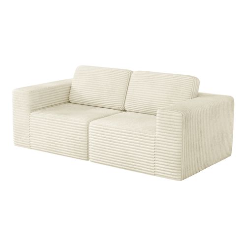 Canapé Compressé Modulaire 2 Places Velours Côtelé Beige,sans Assemblage