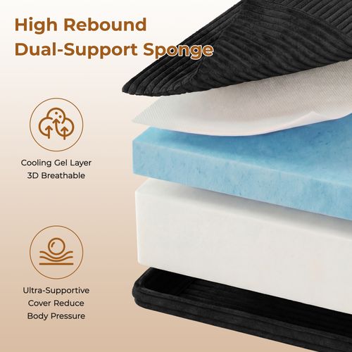 Canapé Compressé Modulaire 2 Places Velours Côtelé Noir,sans Assemblage