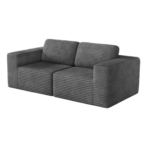 Canapé Compressé Modulaire 2 Places Velours Côtelé Gris,sans Assemblage