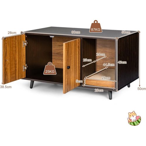 Maison Pour Chat, Cabine De Toilette Pour Chat , 90 X 50 X 50 Cm Marron