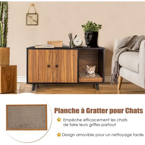 Maison Pour Chat, Cabine De Toilette Pour Chat , 90 X 50 X 50 Cm Marron