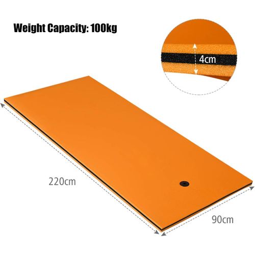 Tapis Flottant Enroulable En Mousse 220 X 90 Cm Avec Oreiller Intégré Orange