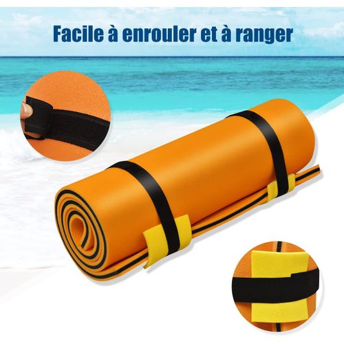 Tapis Flottant Enroulable En Mousse 220 X 90 Cm Avec Oreiller Intégré Orange