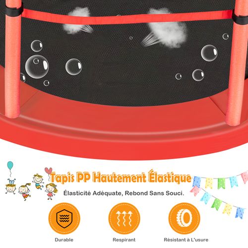 Trampoline De Jardin Pour Enfants Ø165 × 1,60h Cm Avec Filet De Protection,rouge