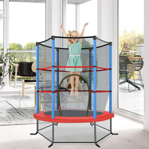Trampoline De Jardin Pour Enfants Ø165 × 1,60h Cm Avec Filet De Protection,bleu