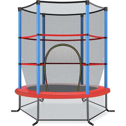 Trampoline De Jardin Pour Enfants Ø165 × 1,60h Cm Avec Filet De Protection,bleu