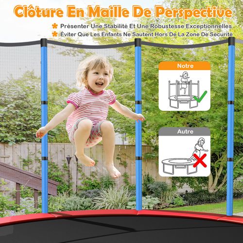 Trampoline De Jardin Pour Enfants Ø165 × 1,60h Cm Avec Filet De Protection,bleu