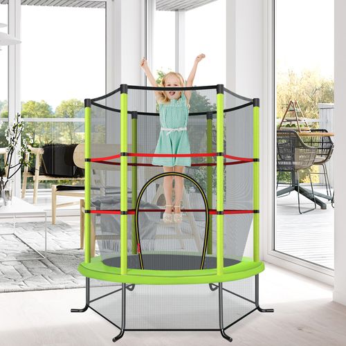 Trampoline De Jardin Pour Enfants Ø165 × 1,60h Cm Avec Filet De Protection,vert