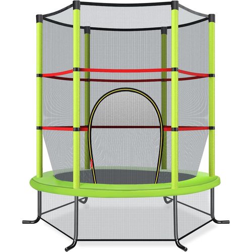 Trampoline De Jardin Pour Enfants Ø165 × 1,60h Cm Avec Filet De Protection,vert