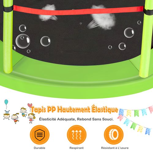 Trampoline De Jardin Pour Enfants Ø165 × 1,60h Cm Avec Filet De Protection,vert