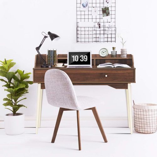 Bureau Moderne Avec Tiroiret Étagère, 120 X 50 X 93 Cm, Table D'écriture  Café