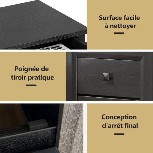 Lot De 2 Tables De Chevet Moderne Avec 2 Tiroirs, 40 X 39,5 X 55 Cm, Avec Pieds En Bois Massif