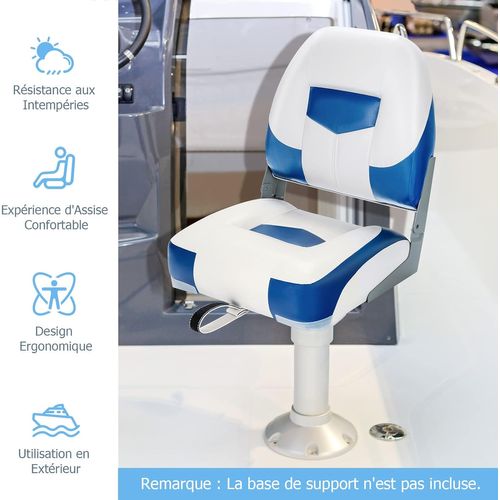 Siège De Bateau à Dossier Surface En Pvc Imperméable, Rembourrage En Éponge Haute Densité (bleu)