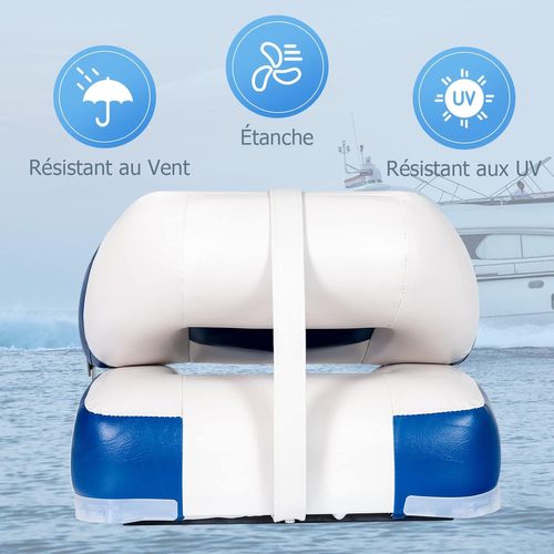 Siège De Bateau à Dossier Surface En Pvc Imperméable, Rembourrage En Éponge Haute Densité (bleu)