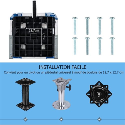 Siège De Bateau à Dossier Surface En Pvc Imperméable, Rembourrage En Éponge Haute Densité (bleu)