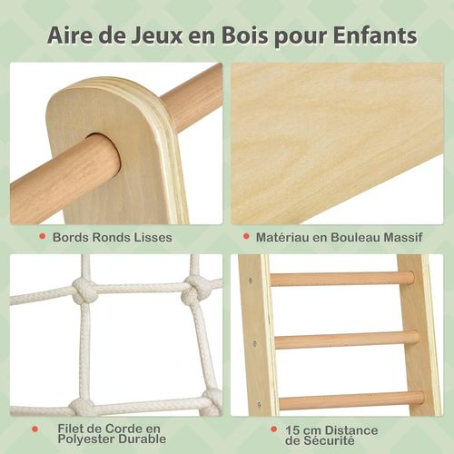 Cadre D'escalade 8 En 1 Pour Enfant Avec Toboggan, Echelle D'escalade, Filet D'escalade