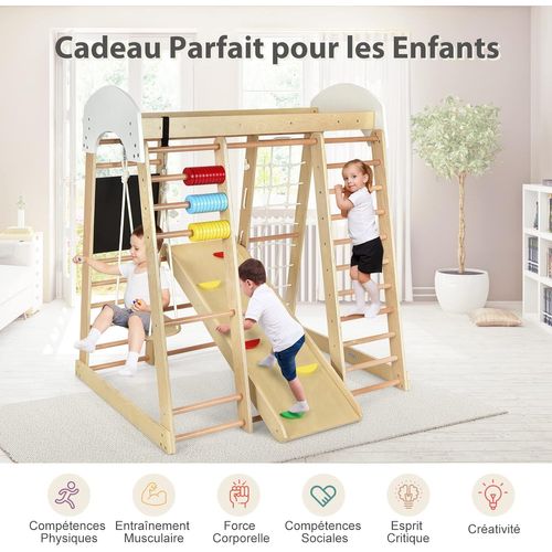 Cadre D'escalade 8 En 1 Pour Enfant Avec Toboggan, Echelle D'escalade, Filet D'escalade