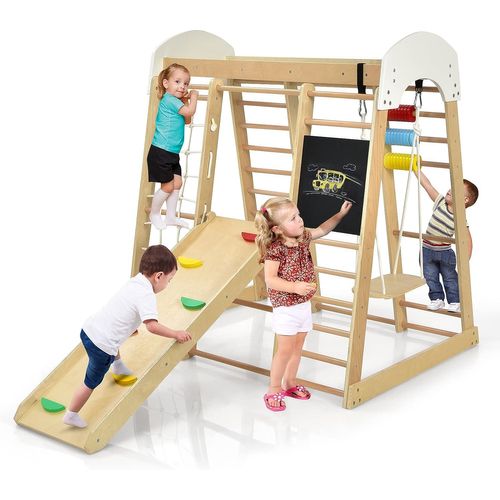Cadre D'escalade 8 En 1 Pour Enfant Avec Toboggan, Echelle D'escalade, Filet D'escalade
