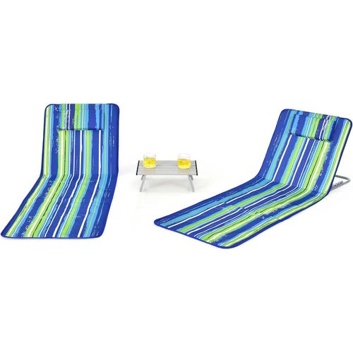 Tapis De Plage Pliables (rayures Bleues Et Vertes, ‎161 X 55,5 X 47 Cm)