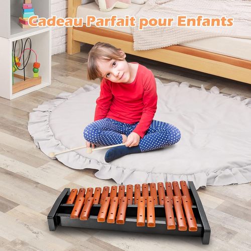 Xylophone 25 Notes, Glockenspiel Éducatif En Bois Avec 2 Maillets Et Valise, Marron Et Noir