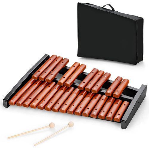 Xylophone 25 Notes, Glockenspiel Éducatif En Bois Avec 2 Maillets Et Valise, Marron Et Noir