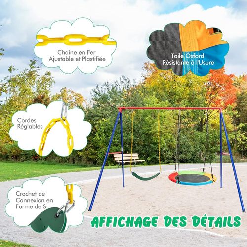 Balançoire Nid D'oiseau Ø1m Et Balançoire Ceinture 1,2m Charge Maximum 150kg