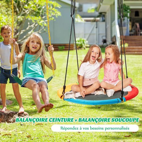 Balançoire Nid D'oiseau Ø1m Et Balançoire Ceinture 1,2m Charge Maximum 150kg
