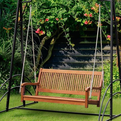 Banc Suspendu 2 Places Balancelle Siège De Balançoire De Jardin En Eucalyptus 126 X 62 X 60 Cm