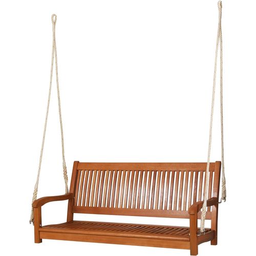 Banc Suspendu 2 Places Balancelle Siège De Balançoire De Jardin En Eucalyptus 126 X 62 X 60 Cm