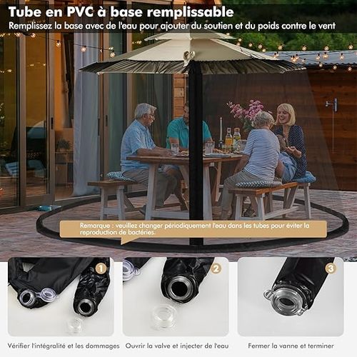 Moustiquaire Pour Parasol En Polyester,2 Portes à Double Zipper, Compatible Ø 2.5-3 M,noir