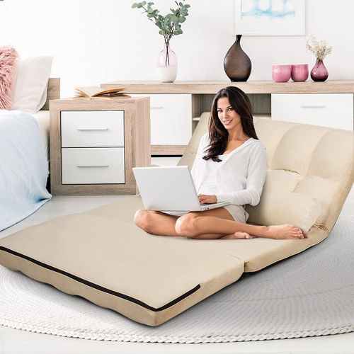 Canapé De Sol Ajustable, Canapé-lit Paresseux Pliable à 6 Positions,charge Max 150kg, Beige