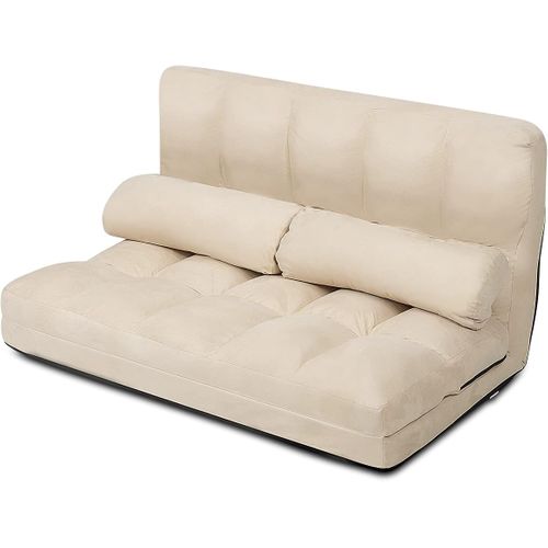 Canapé De Sol Ajustable, Canapé-lit Paresseux Pliable à 6 Positions,charge Max 150kg, Beige