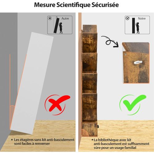 Bibliothèque à 8 Niveaux En Forme Arbre Avec Tiroir Tissu Amovible Style Industriel Pour Chambre