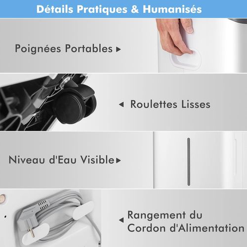 Déshumidificateur D'air 4 En 1 50 L/jour Pour Espace 60 ㎡contrôle Wifi Sèche-linge Ecran LED