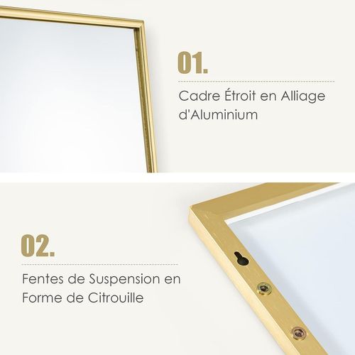 Miroir Mural-miroir à Suspendre Sur Porte, 120 X 37 Cm, Miroir Pleine Longueur  Or