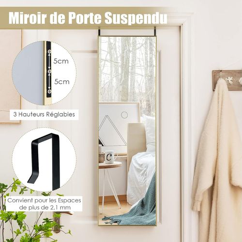 Miroir Mural-miroir à Suspendre Sur Porte, 120 X 37 Cm, Miroir Pleine Longueur  Or