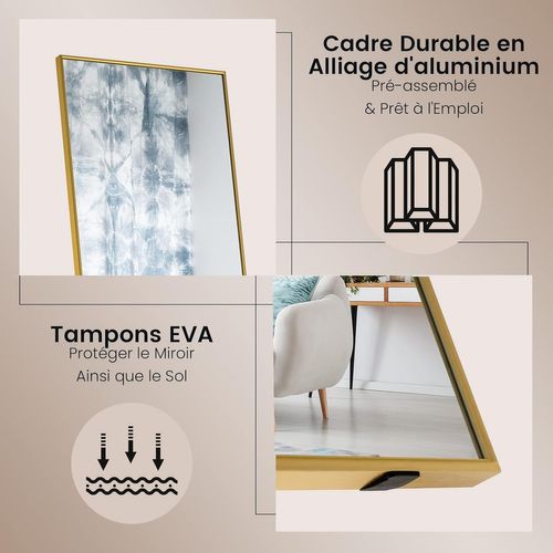 Miroir Sur Pied Rectangulaire-miroir Mural, 40 X 60 Cm, Miroir En Pleine Longueur  Or